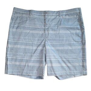 PGA Tour Mens Moisture Wicking Striped Golf Shorts-Gray/Blue-Sz 42-GUC